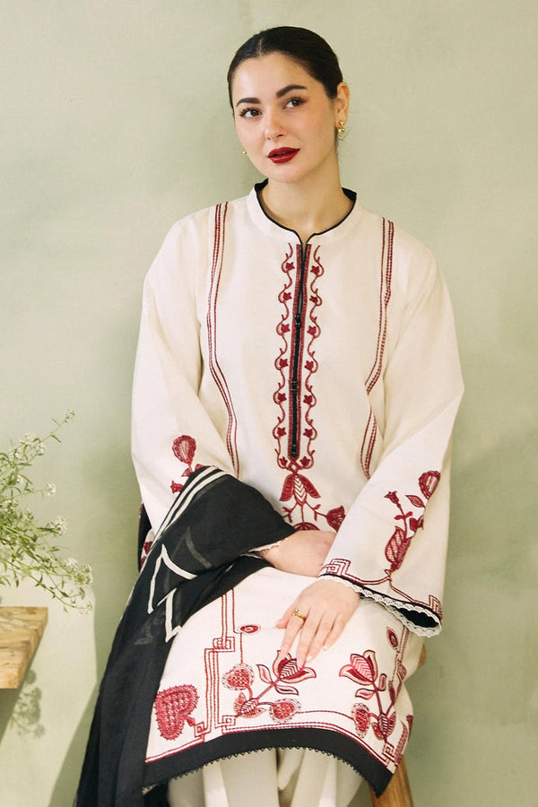 ZAHRA SHAHJAHAN- 3PC LAWN EMBROIDERED SHIRT WITH VOIL PRINT DUPATTA-EP-5150