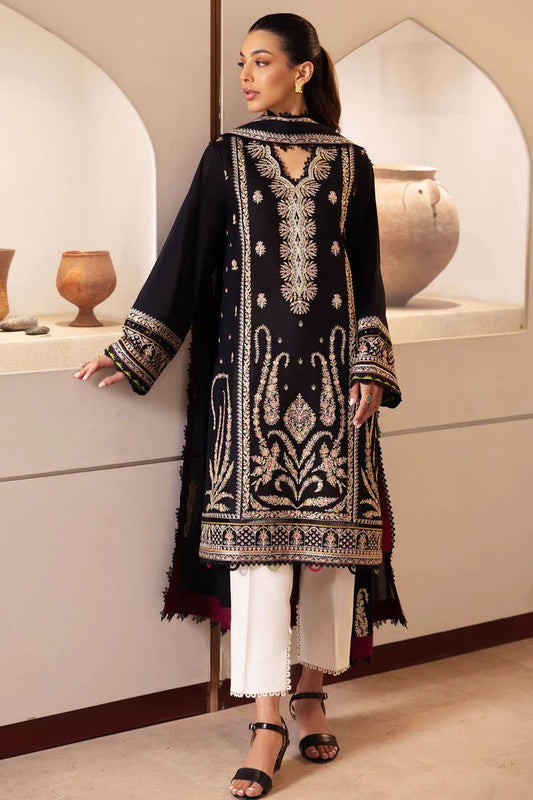 ZAHA- 3PC LAWN EMBROIDERED SHIRT WITH CHIFFON EMBROIDERED DUPATTA-EP-5269