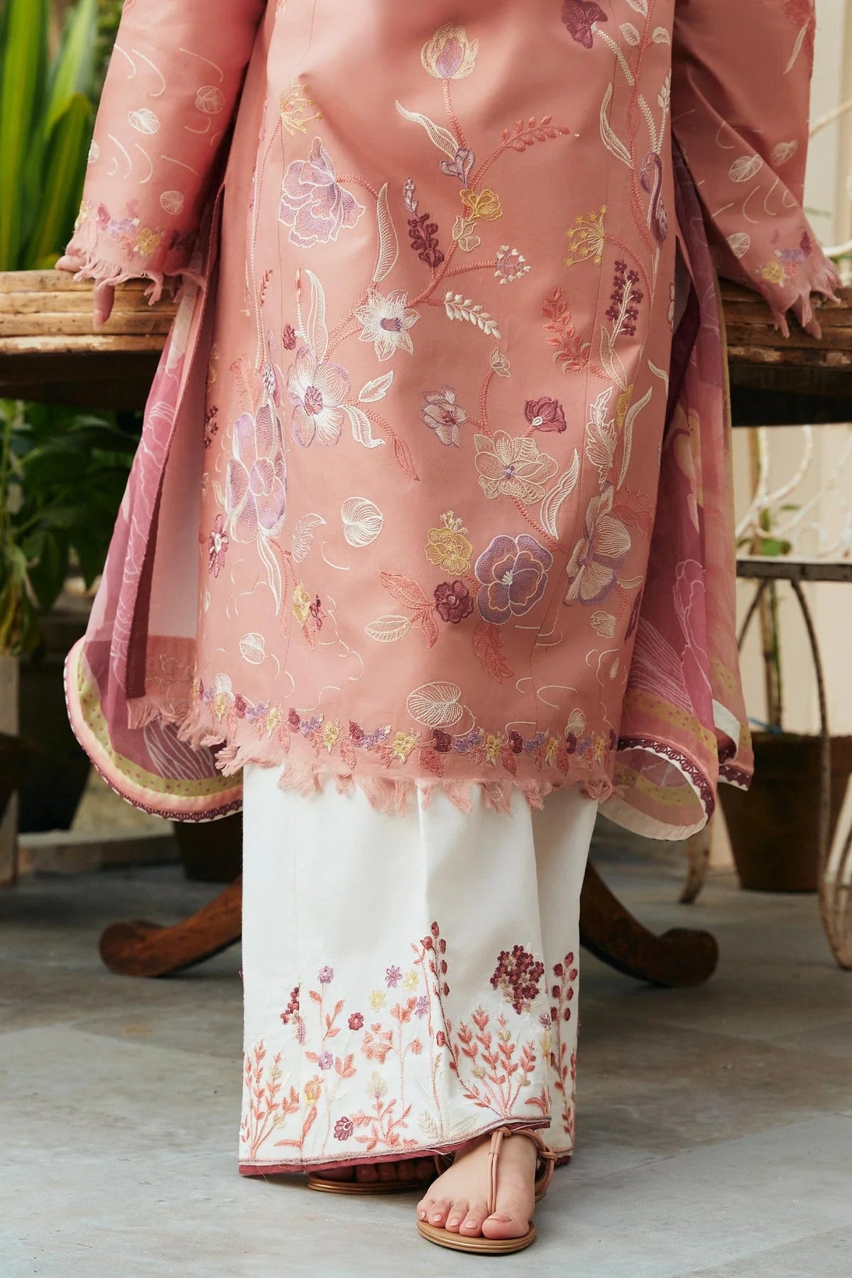 ZAHRA SHAHJAHAN- 3PC DHANAK EMBROIDERED SHIRT WITH WOOL PRINTED SHAWL & EMB TROUSER-EP-2739