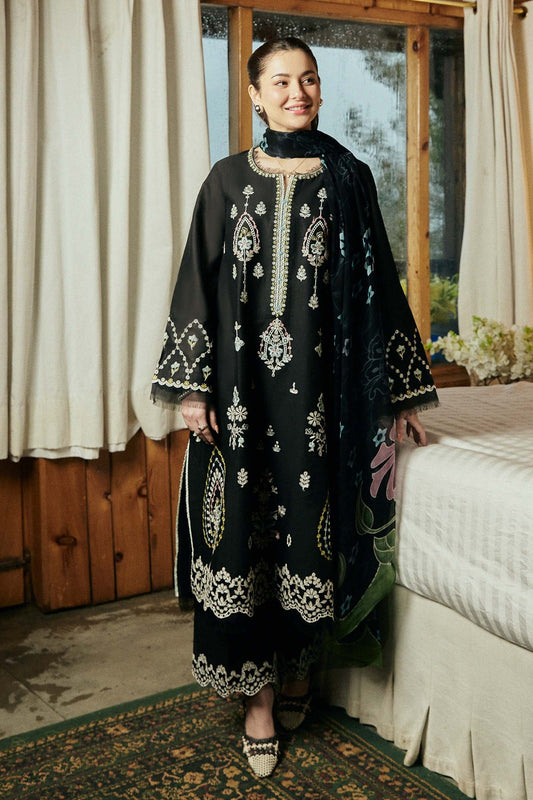 ZAHRA SHAHJAHAN- 3PC LAWN EMBROIDERED SHIRT WITH DIAMOND PRINT DUPATTA-EP-5259