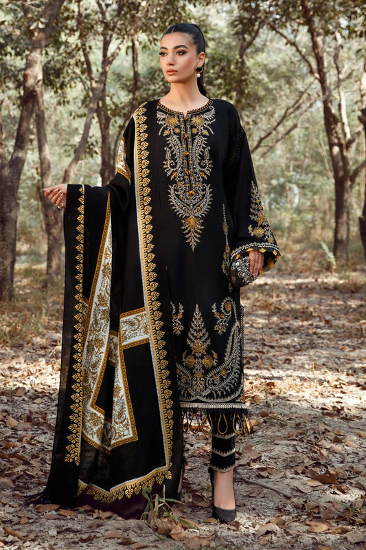 MARIA B -3PC KHADAR HEAVY EMBROIDERED WITH PASHMINA PRINT SHAWL & KHADDAR TROUSER-EP-5085