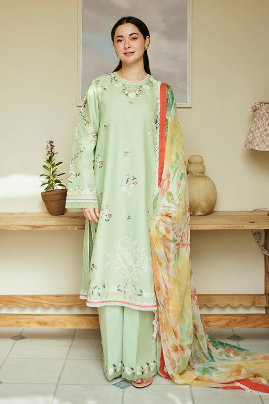 ZAHRA SHAHJAHAN- 3PC LAWN EMBROIDERED SHIRT WITH DIAMOND PRINT DUPATTA-EP-5219