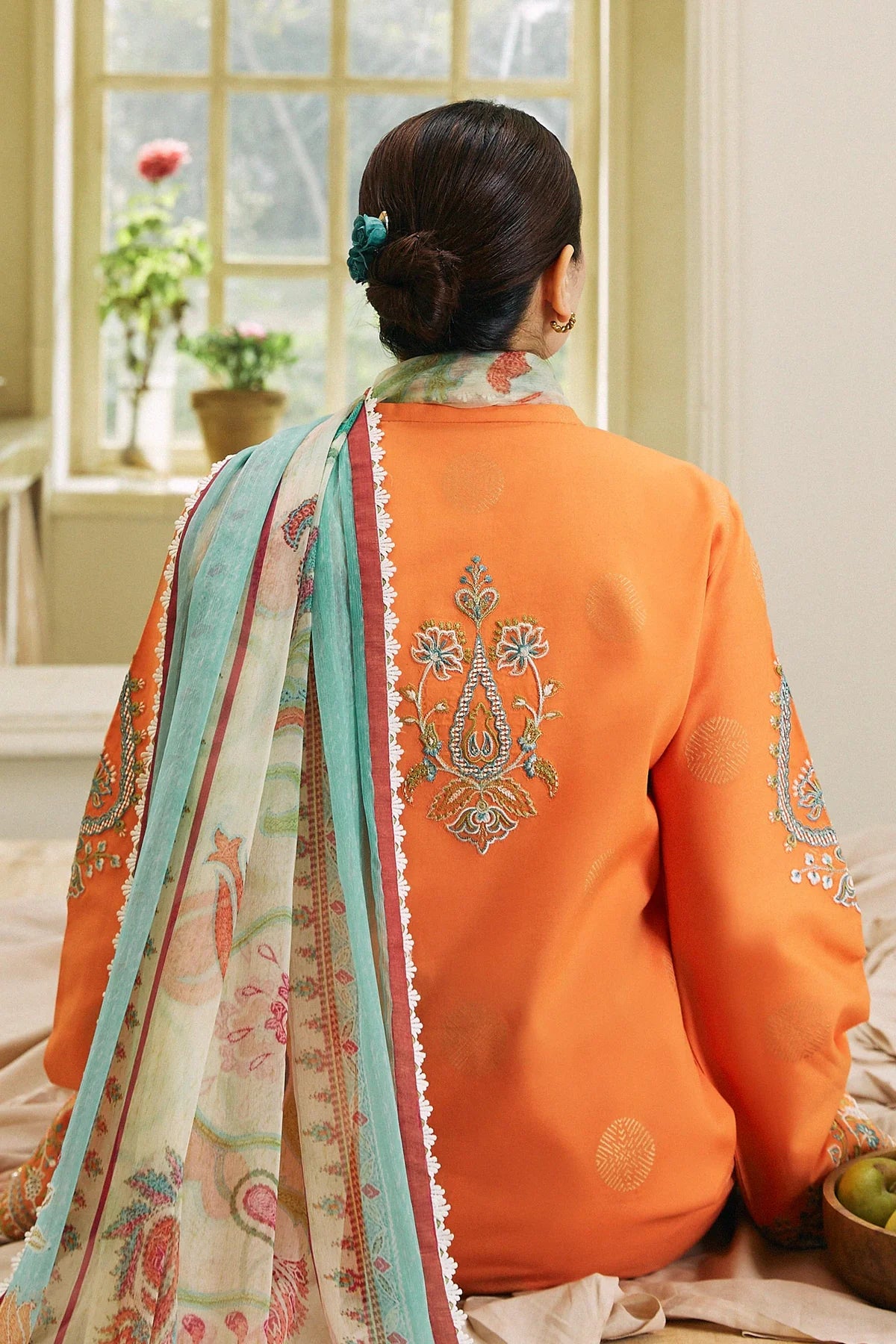 ZARA SHAHJAHAN- 3PC LAWN EMBROIDERED SHIRT WITH DIAMOND PRINT DUPATTA-EP-5170