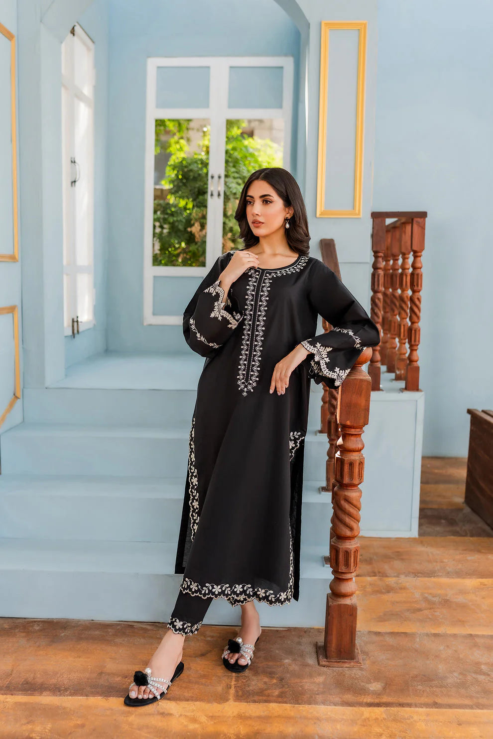 HANA - 3PC DHANAK EMBROIDERED WITH ORGANZA EMBROIDERED DUPPATTA  - EP-5410