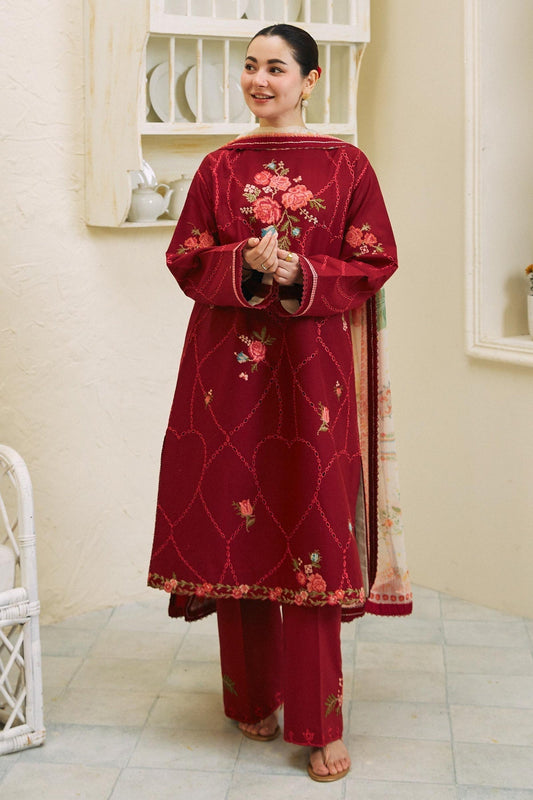 ZARA SHAH JAHAN - 3PC LAWN EMBROIDERED SHIRT WITH DIAMOND PRINTED DUPATTA AND TROUSER-EP-5211