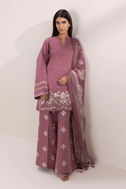 SAPPHIRE- 3PC DHANAK EMBROIDERED SHIRT WITH COUTURE WOOL PRINTED SHAWL & EMB TROUSER-EP-2782