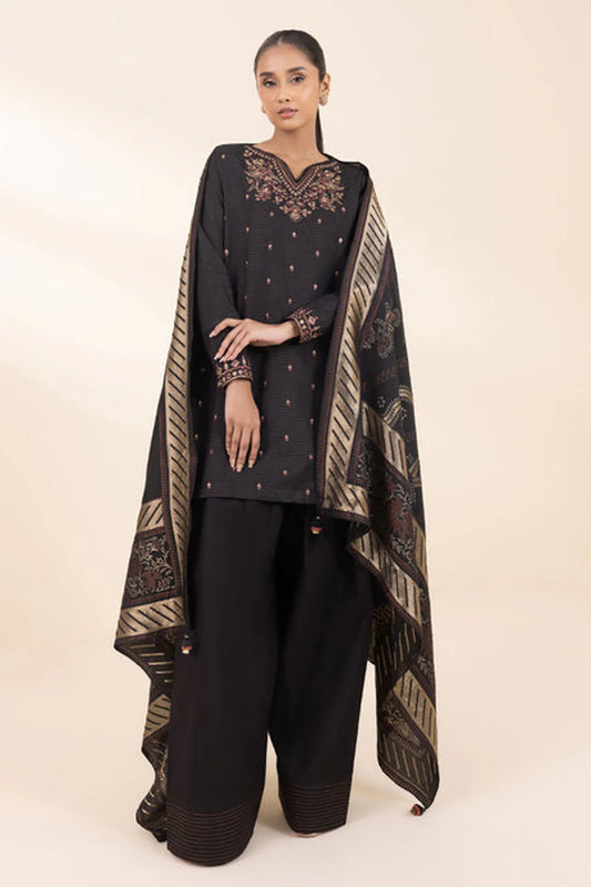 SAPPHIRE- 3PC DHANAK EMBROIDERED SHIRT WITH TWILL PRINT SHAWL & TROUSER-EP-5486