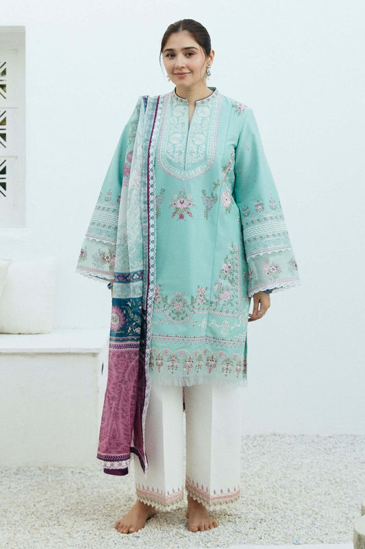 ZAHRA SHAHJAHAN- 3PC LAWN EMBROIDERED SHIRT WITH  PRINT DUPATTA-EP-5251