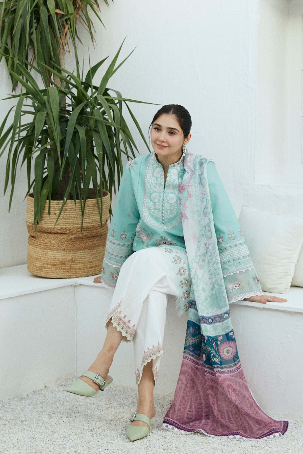 ZAHRA SHAHJAHAN- 3PC LAWN EMBROIDERED SHIRT WITH  PRINT DUPATTA-EP-5251