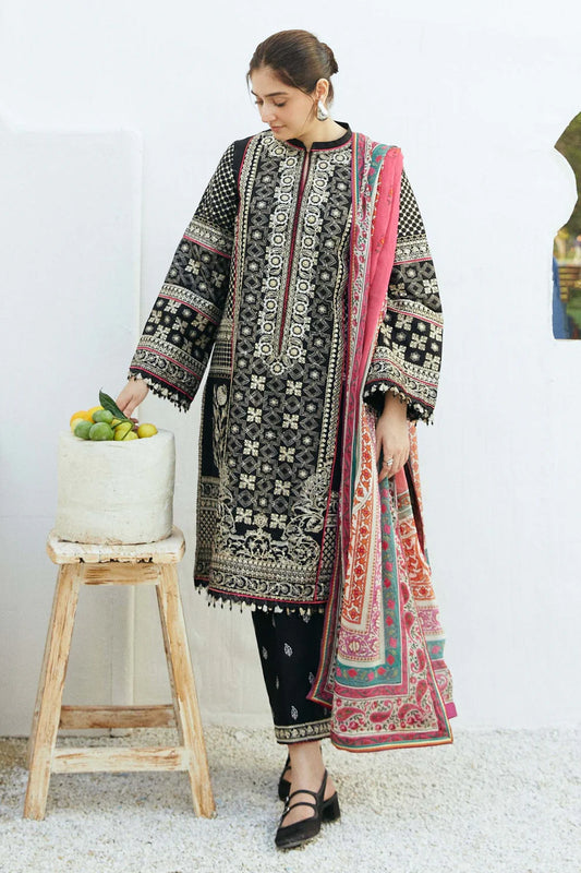 ZAHRA SHAHJAHAN- 3PC LAWN EMBROIDERED SHIRT WITH PRINTED DUPATTA AND EMBROIDERED TROUSER-EP-5245