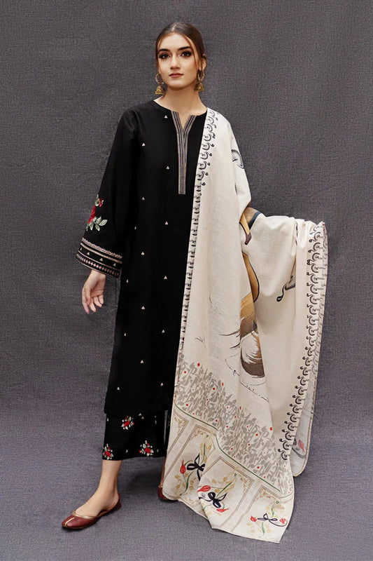 URGE - 3PC LAWN EMBROIDERED SHIRT WITH COTTON PRINT DUPATTA AND TROUSER- EP-5017