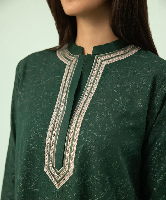 SAPPHIRE-3PC KHADDAR HEAVY  EMBROIDERED SHIRT  WITH WOOL PRINT SHAWL & KHADDAR TROUSER-EP-5366