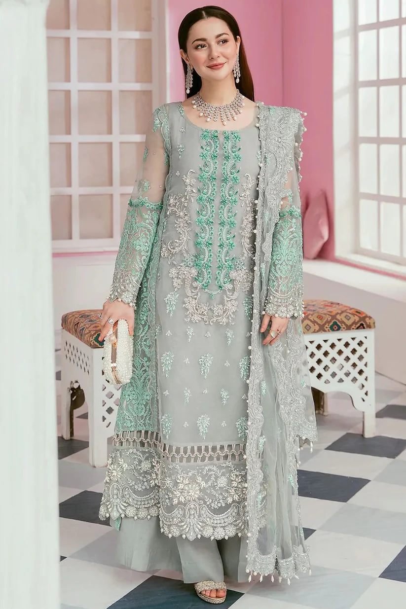 ELAF-ORGANZA PANEL EMBROIDERED ORGANZA DAMAN WITH PEARL WITH ORGANZA EMBROIDERED READY TO WEAR DUPATTA WITH TROUSER - EP - 5312