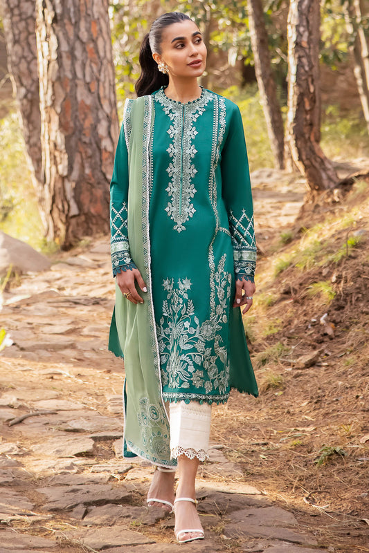 ZAHA- 3PC LAWN HEAVY EMBROIDERED SHIRT WITH ORGANZA EMBROIDERY DUPATTA-EP-5189