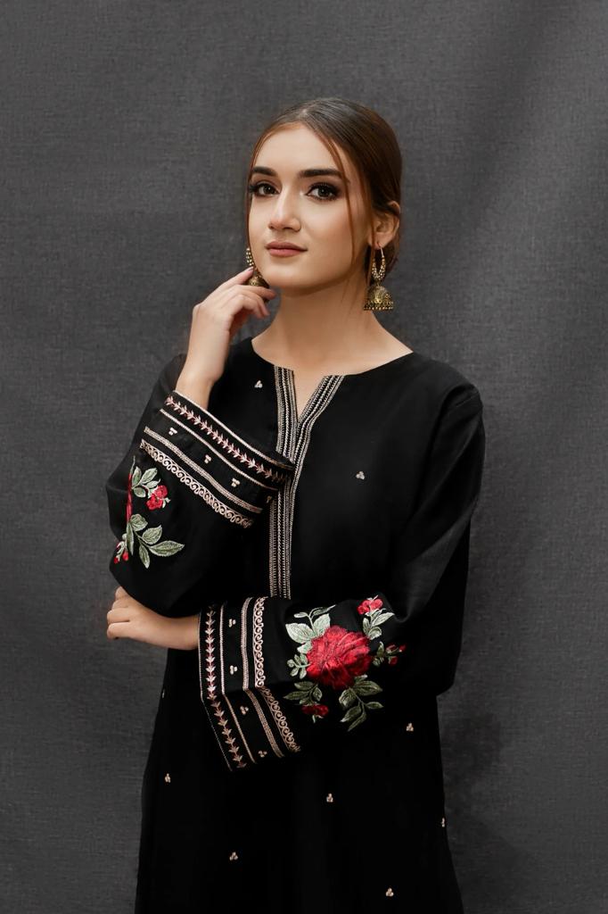 URGE - 3PC DHANAK EMBROIDERED SHIRT WITH TWILL PRINTED SHAWL & TROUSER- EP-3105