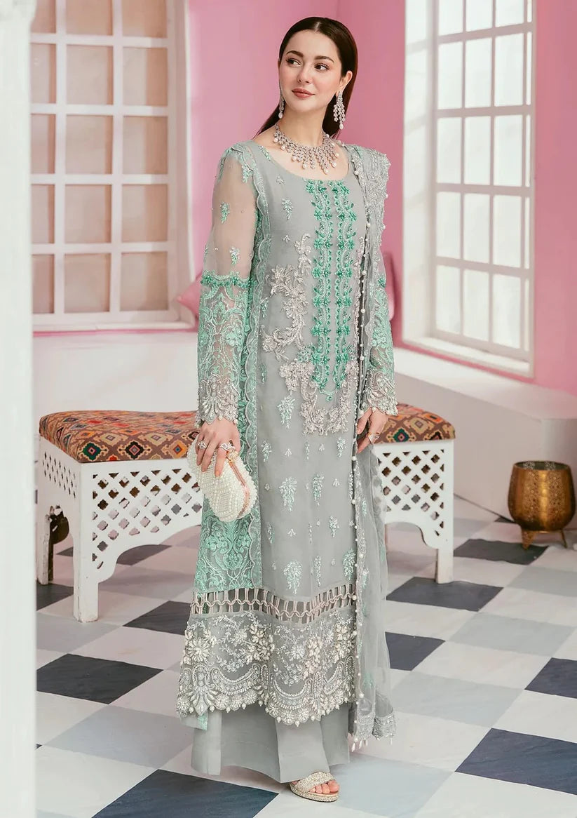 ELAF-ORGANZA PANEL EMBROIDERED ORGANZA DAMAN WITH PEARL WITH ORGANZA EMBROIDERED READY TO WEAR DUPATTA WITH TROUSER - EP - 5312