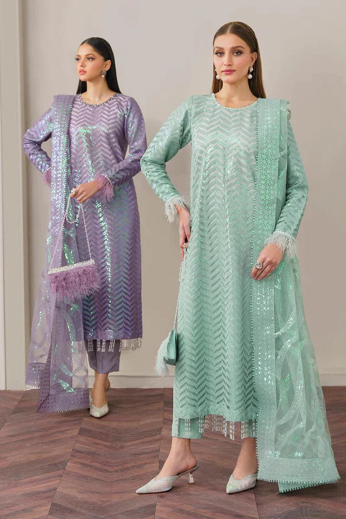 BAROUQE- ORGANZA 3PC SEQUENCE EMBROIDERED SHIRT WITH ORGANZA SEQUENCE EMBROIDERED DUPATTA WITH SILK TROUSER -EP-5321