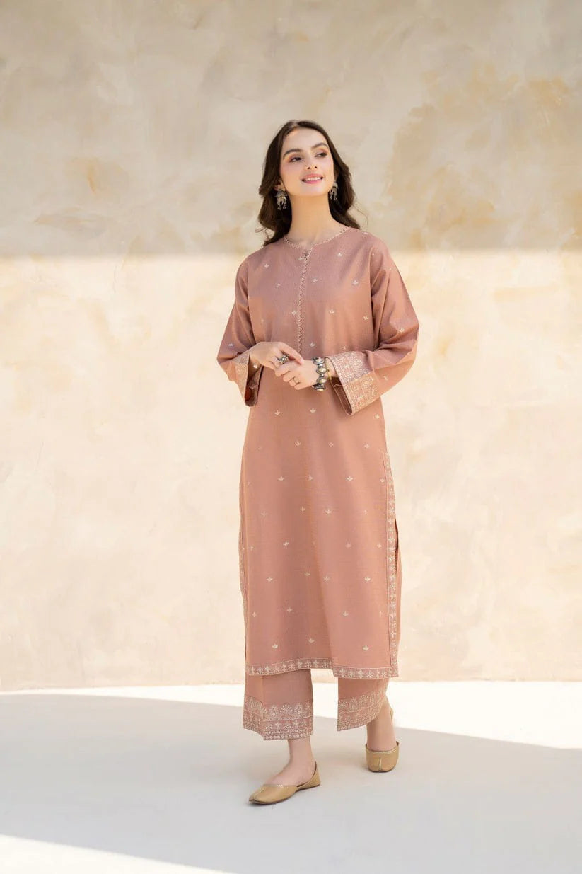 JAZMIN-2PC DHANAK EMBROIDRED SHIRT WITH DHANAK EMBROIDRED TROUSER-EP-5440