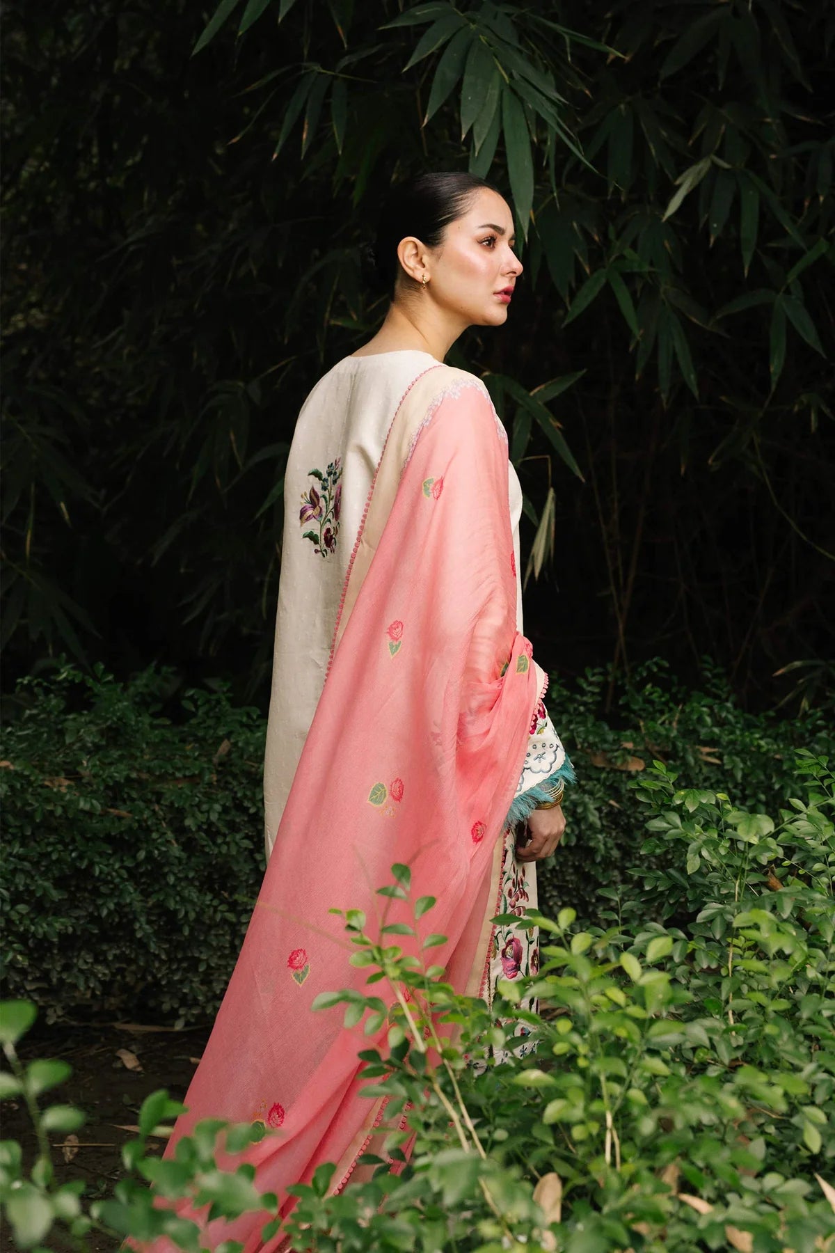 ZAHRA SHAHJAHAN- 3PC DHANAK EMBROIDERED SHIRT WITH PRINTED DUPATTA & DHANAK TROUSER -EP-5216