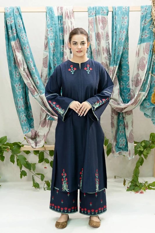 URGE-2PC DHANAK EMBROIDERED SHIRT WITH DHANAK EMBROIDDERED TROUSER-EP-5011