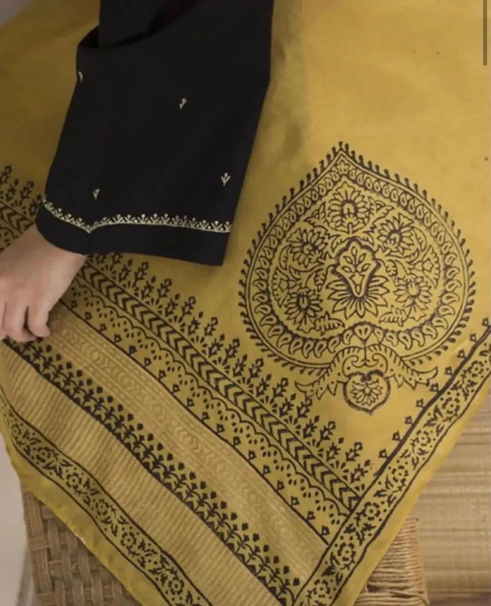 AISLING -3PC DHANAK EMBROIDERED SHIRT WITH DHANAK  PRINT SHAWL & TROUSER-EP-2636