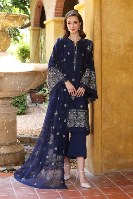 BAREEZE - 3PC DHANAK EMBROIDERED SHIRT WITH BAMBER CHIFFON EMBROIDERED DUPATTA AND TROUSER-EP-5326