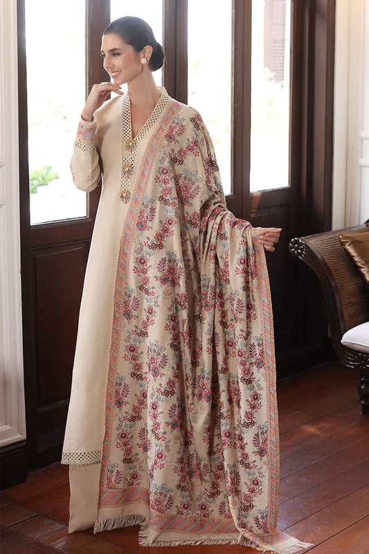 BAREEZE- 3PC DHANAK EMBROIDERED SHIRT WITH DHANAK HEAVY EMBROIDERED SHAWL & DHANAK TROUSER-EP-5324