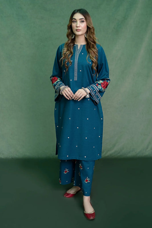 URGE-2PC DHANAK EMBROIDERED SHIRT WITH EMBROIDERED TROUSER-EP-5406