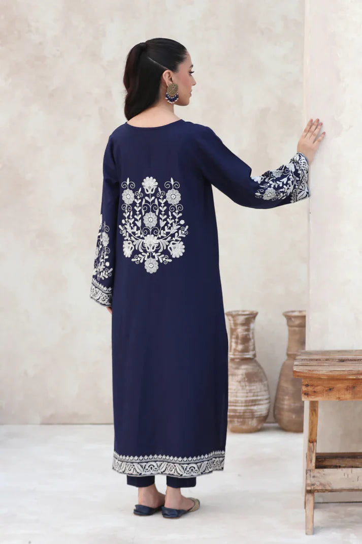 FEROZAE-2PC DHANAK EBROIDERED SHIRT WITH DHANAK EMBROIDERED SLEEVES-EP-5500