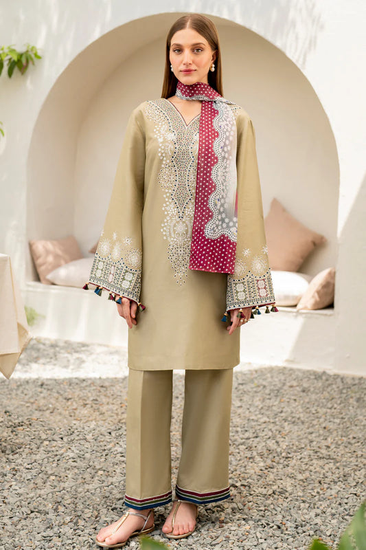 JAZMIN-3PC LAWN EMBROIDERED SHIRT WITH DIAMOND PRINTED DUPATTA & EMBROIDERED TROUSER_EP_