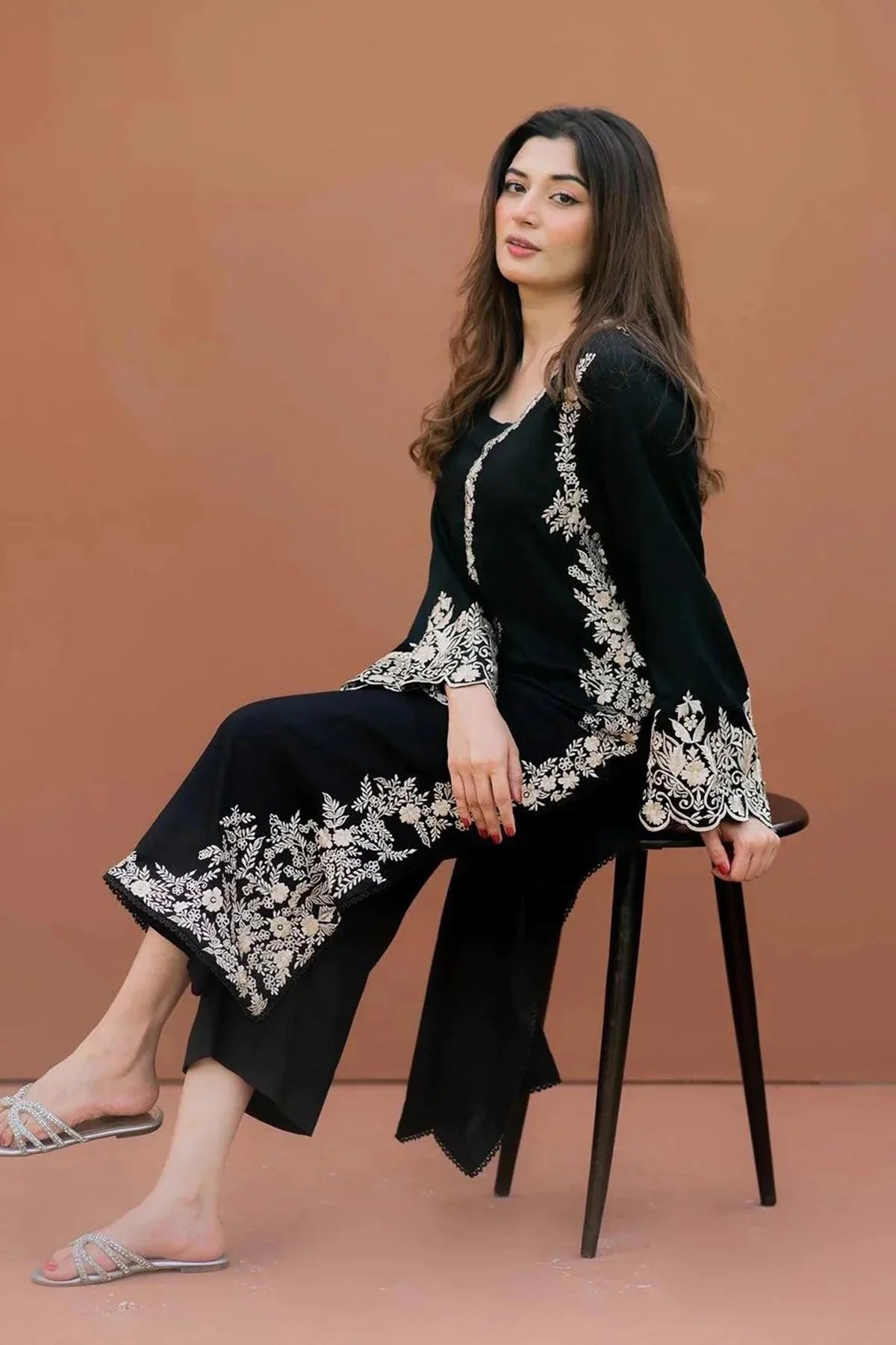 LAJWANTI - 2PC DHANAK EMBROIDERED SHIRT & DHANAK TROUSER-EP-2951