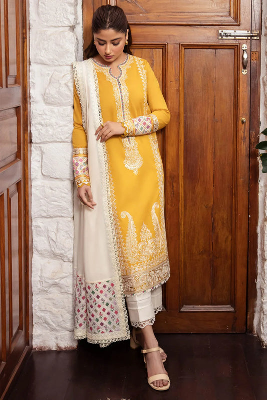 ZAHA - 3PC LAWN EMBROIDERED SHIRT WITH DIAMOND PRINTED DUPATTA AND TROUSER -EP -5184