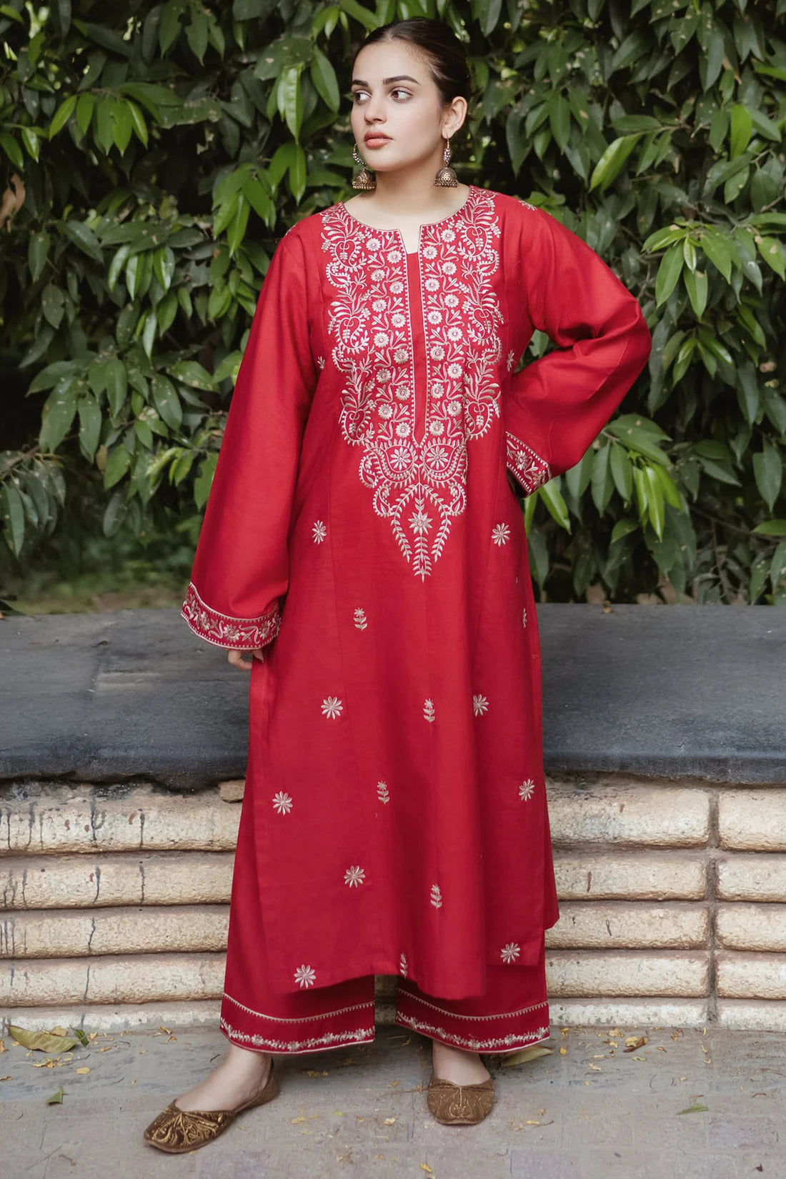 URGE-2PC DHANAK EMBROIDERED SHIRT WITH DHANAK EMBROIDERED TROUSER-EP-5442